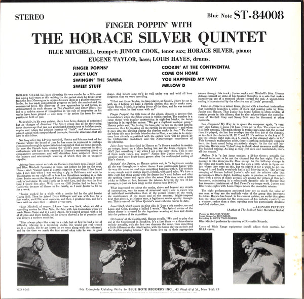 Finger Poppin' With The Horace Silver Quintet